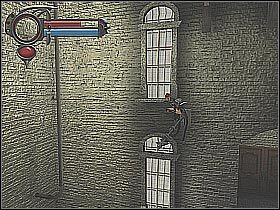 Po dotarciu na górę przeskocz na sąsiedni drążek (screen 1) - [2] Mansion - Courtyard cz.2 | BloodRayne 2 - BloodRayne 2 - poradnik do gry