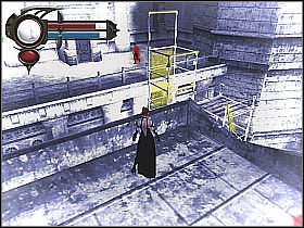 Podbiegnij do krawędzi półki i wskocz na kolejny drążek (screen 1) - [3] Mansion - Roof | BloodRayne 2 - BloodRayne 2 - poradnik do gry