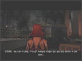 Zanim zajmiesz się właściwym bossem załatw kilku przeciwników, tak aby naładować niebieski pasek (screen 1) - [8] Union Station - Abandoned Train Bay cz.1 | BloodRayne 2 - BloodRayne 2 - poradnik do gry