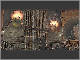 Zauważ, iż znajdują się tu dobrze znane Ci kratki, po których będziesz mógł przedostać się na samą górę (screen 1) - [11] The Sewers - Access Tunnels cz.2 | BloodRayne 2 - BloodRayne 2 - poradnik do gry