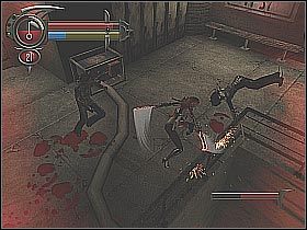 Po zlikwidowaniu Kestrel zdobędziesz nowy tryb prowadzenia ostrzału z posiadanych giwer - Blood Spray (screen 1) - [11] The Sewers - Access Tunnels cz.5 | BloodRayne 2 - BloodRayne 2 - poradnik do gry