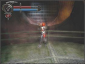 Załącz standardowe spowolnienie czasu i przeskocz do miejsca, w którym stał zlikwidowany przed chwilą gostek (screen 1) - [20] Shroud Tower - Ascent cz.3 | BloodRayne 2 - BloodRayne 2 - poradnik do gry