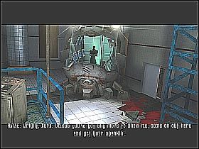 Zwróć uwagę na otwarty szyb windy znajdujący się niedaleko miejsca, w którym stał Xerx (screen 1) - [25] Kagans Tower - Xerxs Laboratories cz.1 | BloodRayne 2 - BloodRayne 2 - poradnik do gry