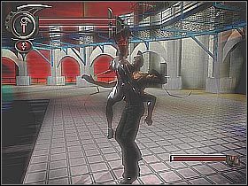 4) Po zlikwidowaniu dolnych plamek będziesz musiał zająć się dwiema górnymi (screen 1) - [30] Kagans Tower - Rooftop | BloodRayne 2 - BloodRayne 2 - poradnik do gry