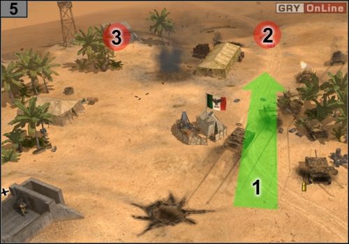 Jedź dalej zgodnie ze strzałką w [1] - Misja 3 - Przełęcz Halfaya (3) | Państwa Osi w Codename Panzers - Faza Druga - Codename: Panzers - Faza Druga - poradnik do gry