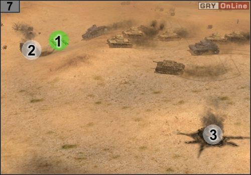 Tu znajdziesz kolejną załogę w [1] i kolejny Panzer III F w [2] - Misja 3 - Przełęcz Halfaya (3) | Państwa Osi w Codename Panzers - Faza Druga - Codename: Panzers - Faza Druga - poradnik do gry