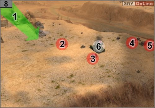 Nieopodal, w #8 , znajduje się artyleria samobieżna Bishop - Misja 3 - Przełęcz Halfaya (3) | Państwa Osi w Codename Panzers - Faza Druga - Codename: Panzers - Faza Druga - poradnik do gry