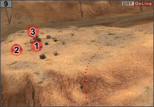 Użyj ciężkiej artylerii - trzy razy - by zniszczyć działo w [1] i zabić piechotę w [2] i [3] - Misja 3 - Przełęcz Halfaya (4) | Państwa Osi w Codename Panzers - Faza Druga - Codename: Panzers - Faza Druga - poradnik do gry