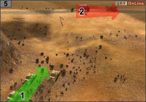 Jednocześnie czołgami jedź do #5 i zatrzymaj się w [1] - Misja 4 - Operacja Battleaxe (3) | Państwa Osi w Codename Panzers - Faza Druga - Codename: Panzers - Faza Druga - poradnik do gry