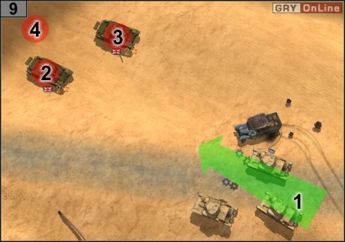 Jedź trzema czołgami i ciężarówką naprawczą do #9 - Misja 4 - Operacja Battleaxe (4) | Państwa Osi w Codename Panzers - Faza Druga - Codename: Panzers - Faza Druga - poradnik do gry