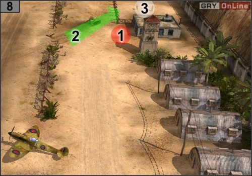 Snajperami zabij strażników w [1], potem jednym czołgiem rozjedź ogrodzenie w [2] - Misja 5 - Sidi Rezegh (3) | Państwa Osi w Codename Panzers - Faza Druga - Codename: Panzers - Faza Druga - poradnik do gry
