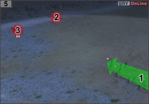 Najpierw oczywiście idź snajperami, za nimi niech będą medycy - pokazuje to strzałka [1] - Misja 6 - Kocioł (3) | Państwa Osi w Codename Panzers - Faza Druga - Codename: Panzers - Faza Druga - poradnik do gry