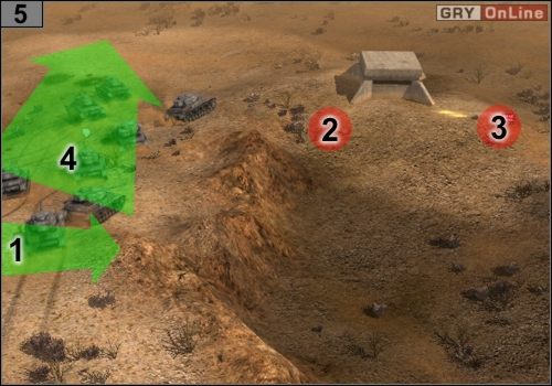 Niech snajperzy wyjdą z [1] i wykończą oddział z moździerzami w [2] i z bazookami w [3] - Misja 8 - Tel El Eisa (3) | Państwa Osi w Codename Panzers - Faza Druga - Codename: Panzers - Faza Druga - poradnik do gry