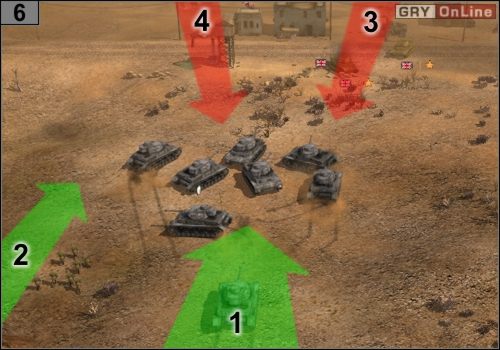 Stację kolejową broni kilka dział i czołgów, a także sporo piechoty - Misja 8 - Tel El Eisa (3) | Państwa Osi w Codename Panzers - Faza Druga - Codename: Panzers - Faza Druga - poradnik do gry