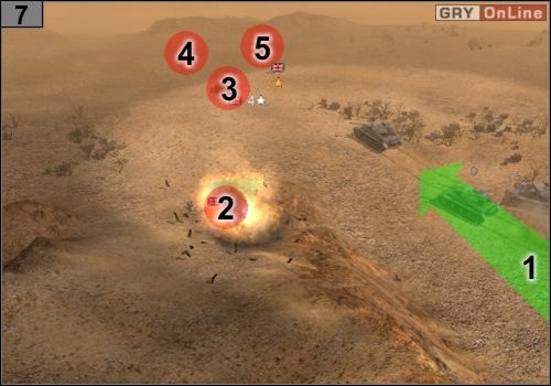 Czołgami jedź dalej, jak pokazuje to strzałka [1] - Misja 8 - Tel El Eisa (3) | Państwa Osi w Codename Panzers - Faza Druga - Codename: Panzers - Faza Druga - poradnik do gry
