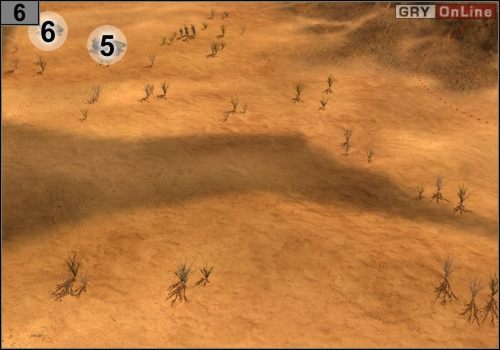 Trzy powyższe obrazki pokazują trzy miejsca - #4 , #5 i #6 - w których znajdziesz po dwa czołgi (punkty [1], [2], [3], [4], [5] i [6]) - Misja 1 - Przełamanie frontu pod El Alamein (3) | Alianci - Codename: Panzers - Faza Druga - poradnik do gry