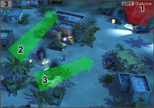 Gdy tylko skończysz odpieranie ataku z jednej strony, wróg powinien już nadciągać z drugiej - z [1] - Misja 3 - Przełęcz Kasserine (2) | Alianci w Codename Panzers - Faza Druga - Codename: Panzers - Faza Druga - poradnik do gry