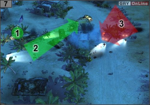 Snajperzy i bohater powinni stać w [1], aby eliminować z daleka piechotę odkrywać ci teren - Misja 3 - Przełęcz Kasserine (3) | Alianci w Codename Panzers - Faza Druga - Codename: Panzers - Faza Druga - poradnik do gry