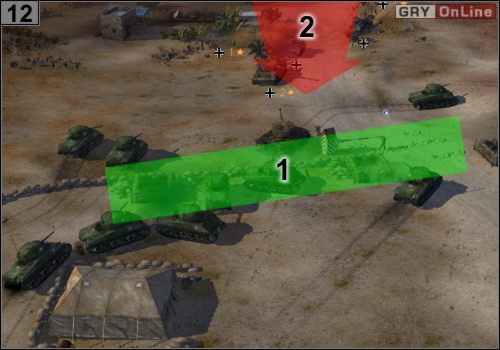 Gdy odeprzesz atak w #11 , a będzie jakaś czwarta minuta, szybko ustaw czołgi w linii [1] - Misja 3 - Przełęcz Kasserine (5) | Alianci w Codename Panzers - Faza Druga - Codename: Panzers - Faza Druga - poradnik do gry