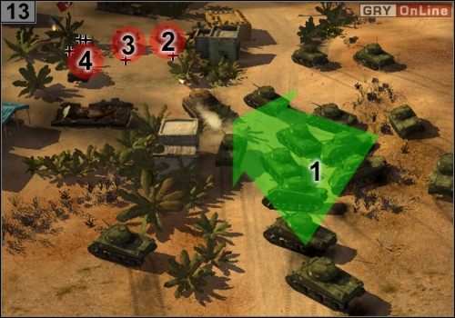 Otrzymasz wsparcie - jedno bombardowanie dywanowe, jedno użycie artylerii, jedno zrzucenie skrzyni z zaopatrzeniem i dwa użycia samolotu zwiadowczego - Misja 3 - Przełęcz Kasserine (5) | Alianci w Codename Panzers - Faza Druga - Codename: Panzers - Faza Druga - poradnik do gry