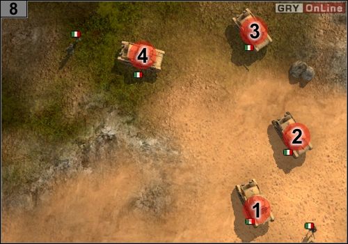 Do tego użyj bombowców nurkujących na czołgi w [1], [2], [3] i [4] - Misja 5 - Operacja Husky (3) | Alianci w Codename Panzers - Faza Druga - Codename: Panzers - Faza Druga - poradnik do gry