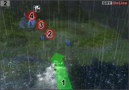 Przejdź na drugi brzeg jak pokazuje to strzałka [1] - Misja 6 - Przeprawa przez Volturno (2) | Alianci w Codename Panzers - Faza Druga - Codename: Panzers - Faza Druga - poradnik do gry