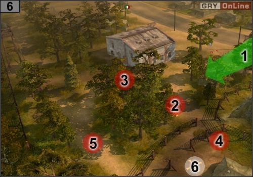 Idź tak, jak pokazuje to strzałka [1] - Misja 1 - Operacja Sheathed Sabre (3) | Partyzanci w Codename Panzers - Codename: Panzers - Faza Druga - poradnik do gry