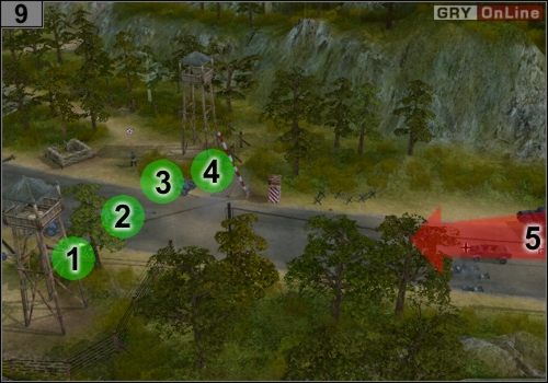 Działa powinieneś mieć ustawione w [1], [2], [3] i [4] - Misja 1 - Operacja Sheathed Sabre (4) | Partyzanci w Codename Panzers - Codename: Panzers - Faza Druga - poradnik do gry