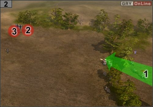 Tu także wybiegniesz z [1] i zabijesz piechotę w [2] i [3] - Misja 3 - Odbicie Belgradu (2) | Partyzanci w Codename Panzers - Faza Druga - Codename: Panzers - Faza Druga - poradnik do gry