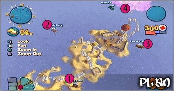 Aby ukończyć tę rundę, musisz wyeliminować wszystkich wrogów, a żeby nie było tak łatwo, poumieszczani są na latających dywanach, a Ty, by posiąść broń do ich unicestwienia, musisz spinać się po wąskich obłokach - Misja XVII - No Room For Error | Misje w Worms 4 Totalna Rozwałka - Worms 4: Totalna Rozwałka - poradnik do gry