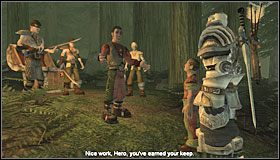 Gdy dojdziesz do wioski, będziesz mógł odstawić dzieciaka do ojca (dom w południowo-wschodniej części, dobre rozwiązanie), bądź też do brata (w pobliżu Demon Door, złe rozwiązanie) - The Ransom Victim | Srebrne questy w Fable Zapomniane Opowieści - Fable: Zapomniane Opowieści - poradnik do gry