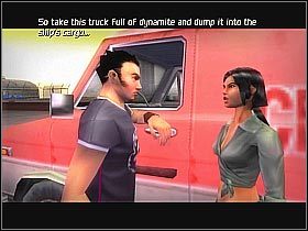 Sterowaną furgonetkę musisz zaparkować wewnątrz kontenera, w którym znajdowała się pierwsza odbita ciężarówka (screen 1) - [6] Get the trucks cz.3 | Total Overdose - Total Overdose: A Gunslingers Tale in Mexico - poradnik do gry