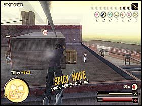 Zauważ, iż znajduje się tu poznana już wcześniej ikonka, dzięki której będziesz mógł wydłużyć czas działania aktualnie uzyskanego combosa (screen 1) - [12] The Car Dealer cz.1 | Total Overdose - Total Overdose: A Gunslingers Tale in Mexico - poradnik do gry