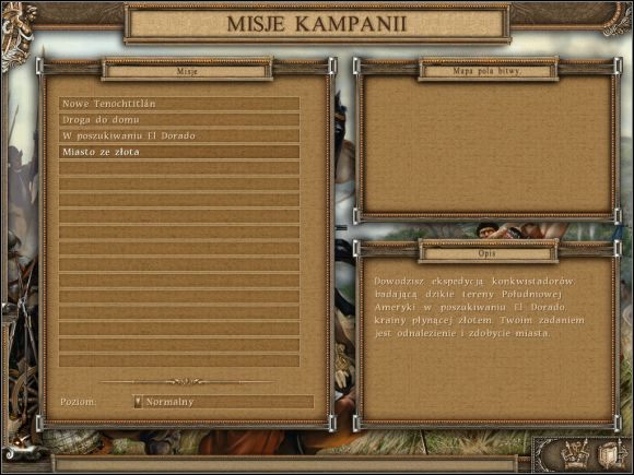 Pierwsza z dostępnych w grze kampanii - Wstęp | El Dorado | American Conquest Odwet - American Conquest: Odwet - poradnik do gry