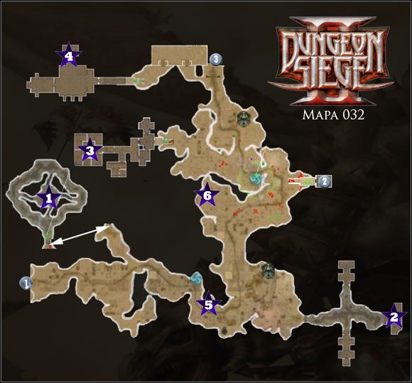 Wschodnia Równina Łez; Węzeł kalrathiański; Tajemnicza pieczara; Ruiny Okaym; Mordeński arsenał; Tajemnicza kapliczka; Dawne ruiny - 032 Wschodnia Równina Łez | Mapy | Dungeon Siege II - Dungeon Siege II - poradnik do gry