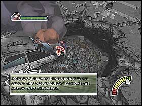 Kawałek dalej powinieneś zauważyć drugi samochód (screen 1), który również powinieneś wyciągnąć z rowu - [Opis przejścia] Misja 3 - R.H.I.N.O. cz.2 | Ultimate Spider-Man - Ultimate Spider-Man - poradnik do gry