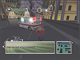 Skieruj się do tunelu, w którym ratowałeś uwięzione osoby (screen 1) - [Opis przejścia] Misja 7 - The Beetle cz.1 | Ultimate Spider-Man - Ultimate Spider-Man - poradnik do gry