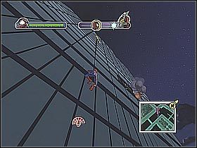 Po dotarciu do zniszczonego korytarza zeskocz na ziemię, podbiegnij do uwięzionej kobiety, a następnie wciśnij F, aby ją podnieść (screen 1) - [Opis przejścia] Misja 7 - The Beetle cz.2 | Ultimate Spider-Man - Ultimate Spider-Man - poradnik do gry