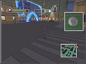 Kontynuuj pościg (screen 1) - [Opis przejścia] Misja 7 - The Beetle cz.2 | Ultimate Spider-Man - Ultimate Spider-Man - poradnik do gry