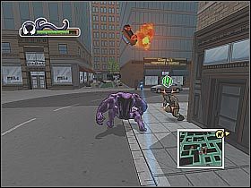 Gdy tylko na ekranie pojawi się strzałka ponownie zaprzestań aktualnych walk i zacznij kierować się w stronę zaznaczonego na mapie punktu - [Opis przejścia] Misja 8 - Silver Sable cz.2 - Ultimate Spider-Man - poradnik do gry