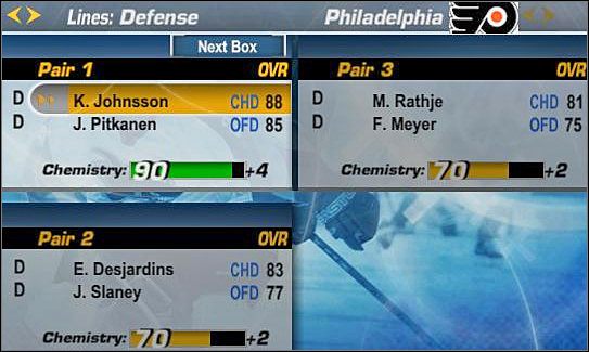 Jeżeli któraś z linii ofensywnych kuleje, należy wzmocnić ją w miarę przyzwoitą parą obrońców - Defense | Skład | NHL 06 - NHL 06 - poradnik do gry
