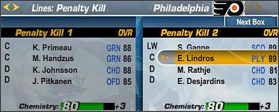 Bardzo ważna linia, więc proszę się do niej przyłożyć - Penalty Kill | Skład | NHL 06 - NHL 06 - poradnik do gry