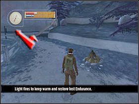 Rozpalamy ognisko i na zaznaczonym rozwidleniu idziemy w lewo. - [Solucja] CRASH SITE cz.1 - II Wojna Światowa: Pilot Down - Na Tyłach Wroga - poradnik do gry