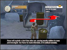 Podchodzimy do ciężarówki stojącej nieopodal, zabieramy pistolet P38 i magazynek i czołgamy się pod ciężarówką tak jak pokazane na screenie. - [Solucja] CRASH SITE cz.3 - II Wojna Światowa: Pilot Down - Na Tyłach Wroga - poradnik do gry