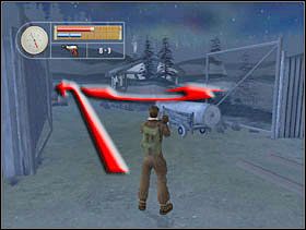 Zmierzamy do wyjścia. Biegniemy (tak jak pokazują strzałki) najpierw na wprost i w lewo (by zdobyć trzeci sekret), by za chwilę wrócić i podążyć drugą ścieżką. - [Solucja] LUMBERYARD cz.4 - II Wojna Światowa: Pilot Down - Na Tyłach Wroga - poradnik do gry