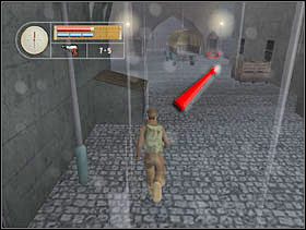 Ogrzewamy się jeszcze trochę przy ognisku następnie biegniemy dalej. Strzałka wskazuje drogę do drabiny, jednak po drodze możemy zabrać jeszcze apteczkę z budki strażniczej. Nie przejmujemy się jeśli cywil zawoła na alarm - zanim sierżant się zorientuje my już będziemy na dachu. - [Solucja] GERMAN TOWN cz.2 - II Wojna Światowa: Pilot Down - Na Tyłach Wroga - poradnik do gry