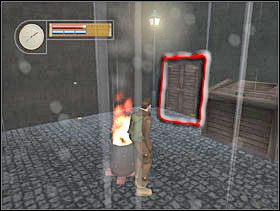 Ogrzewamy się przy ogniu, idziemy do drzwi i wchodzimy już kucając. - [Solucja] GERMAN TOWN cz.3 - II Wojna Światowa: Pilot Down - Na Tyłach Wroga - poradnik do gry