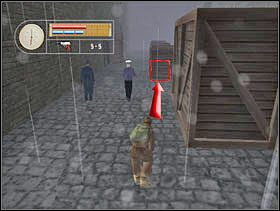 Gdy się zbliżamy oni zaczynają iść w inną stronę, a my po cichutku idziemy za nimi i przyklejamy się do zaznaczonej skrzyni. - [Solucja] DOCKYARD cz.2 - II Wojna Światowa: Pilot Down - Na Tyłach Wroga - poradnik do gry