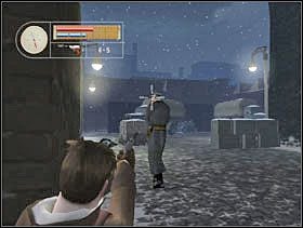 Przełożony chwilkę pokręci się niespokojnie po okolicy, jednak nie powinien nas zobaczyć. Gdy znowu ustawi się do nas plecami wychylamy się i też go likwidujemy. Biegniemy w stronę ciężarówek. - [Solucja] INDUSTRIAL DISTRICT cz.3 - II Wojna Światowa: Pilot Down - Na Tyłach Wroga - poradnik do gry