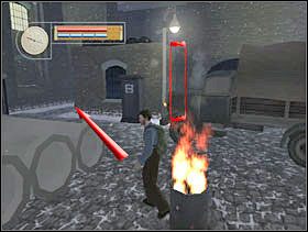 ... ogrzewamy się przy ognisku, idziemy po sekret (strzałka) i wspinamy się po drabinie. - [Solucja] TRAIN DEPOT cz.1 - II Wojna Światowa: Pilot Down - Na Tyłach Wroga - poradnik do gry